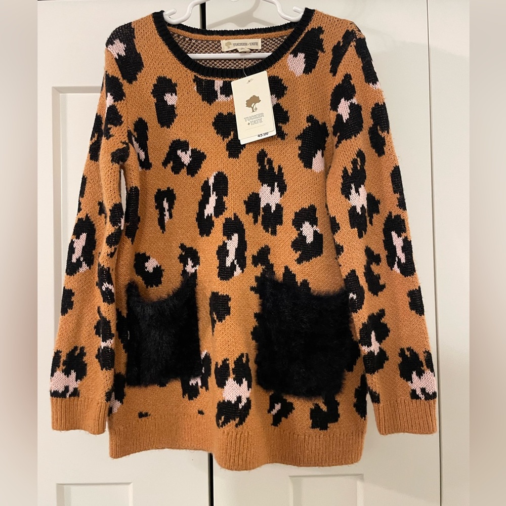 NWT Nordstrom Tucker & Tate Leopard Girls Sweater size 5